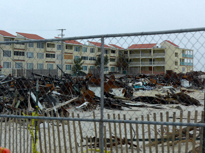 Debris piles New Jersey shore